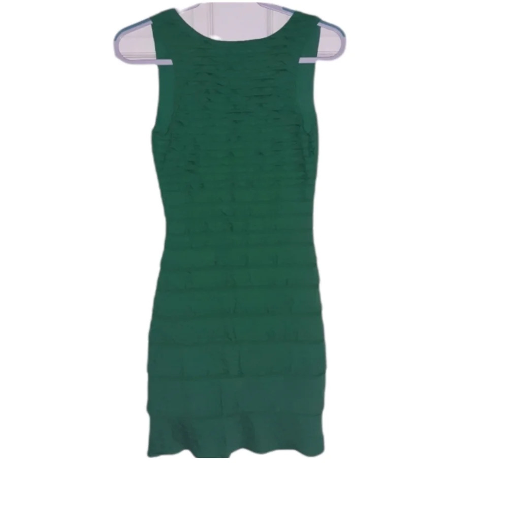 Green Ruffle Tiered Sheath Dress - Picture 3 of 7